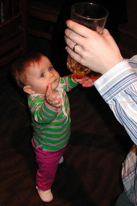 Daddy give me a drink, that looks much better than my bottle