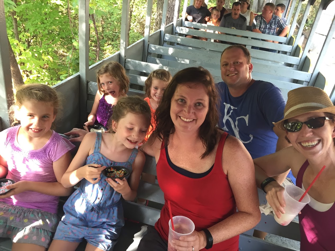 Riding the train in Silver Dollar City
