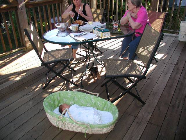 Molly's first outdoor picnic, with the Lafferty family (plus Aussie the dog)